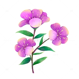 手绘卡通肌理紫色花朵花卉植物插画元素