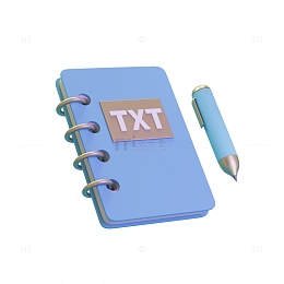 卡通便签记事本签字笔文具模型立体图标元素