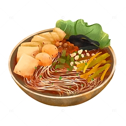 手绘美食螺蛳粉面条插画元素
