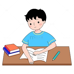 开学季学生看书写作业插画