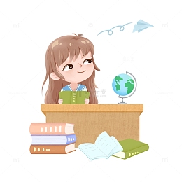开学季读书地球仪纸飞机书籍