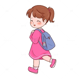 开学季背书包去上学人物