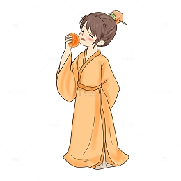 中秋节赏月吃月饼古风人物