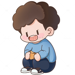 中秋节吃月饼的小孩