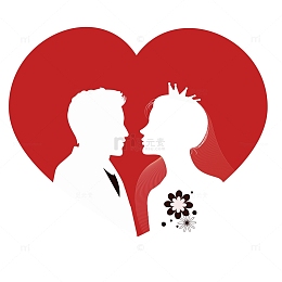 情侣结婚红色爱情剪影