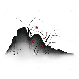 手绘中国风山水墨兰花兰草元素