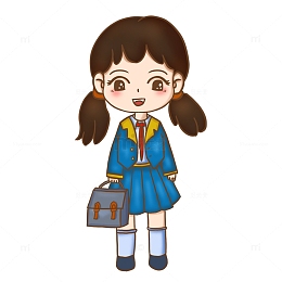 开学季女同学学生穿礼服系红领巾书包上学