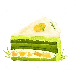 抹茶水果蛋糕插画
