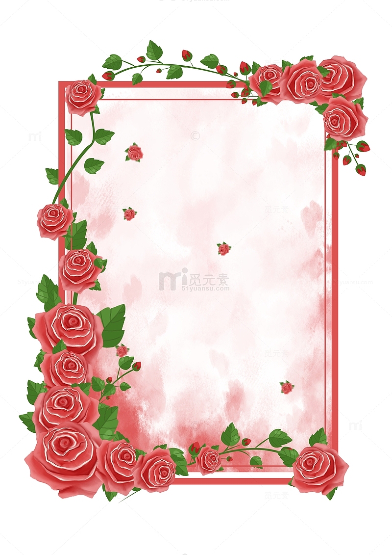 七夕情人节玫瑰花边框装饰