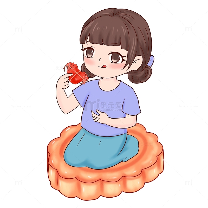 中秋节月饼是的人物吃美食