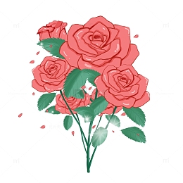 七夕情人节玫瑰花束海报装饰