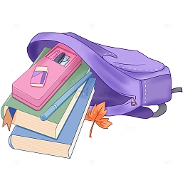 开学季打开的书包和文具