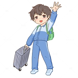 开学季拉行李箱去上学