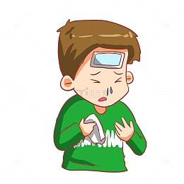 卡通手绘生病感冒男孩