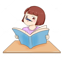 开学季可爱女生阅读玩转笔