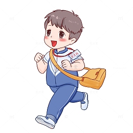 开学季奔跑上学的学生