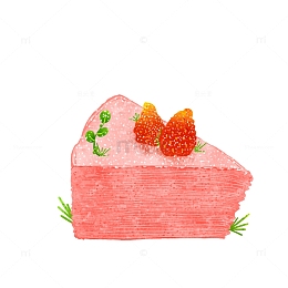 草莓千层蛋糕插画