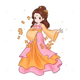 嫦娥花瓣中飞舞