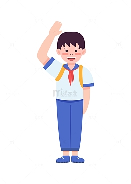 卡通简约开学季敬礼的小学生