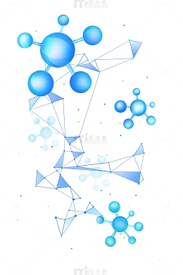 蓝色商务科技分子圆球创意几何线条科技背景