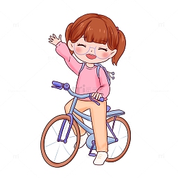 开学季我们上学咯骑自行车人物