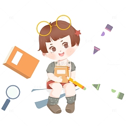 女孩开学季手绘卡通元素插画