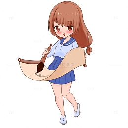开学季手拿毛笔写字人物