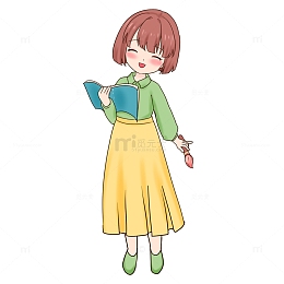 开学季手拿毛笔和书的学生