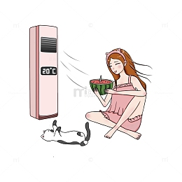 处暑十二节气避暑吹空调吃西瓜