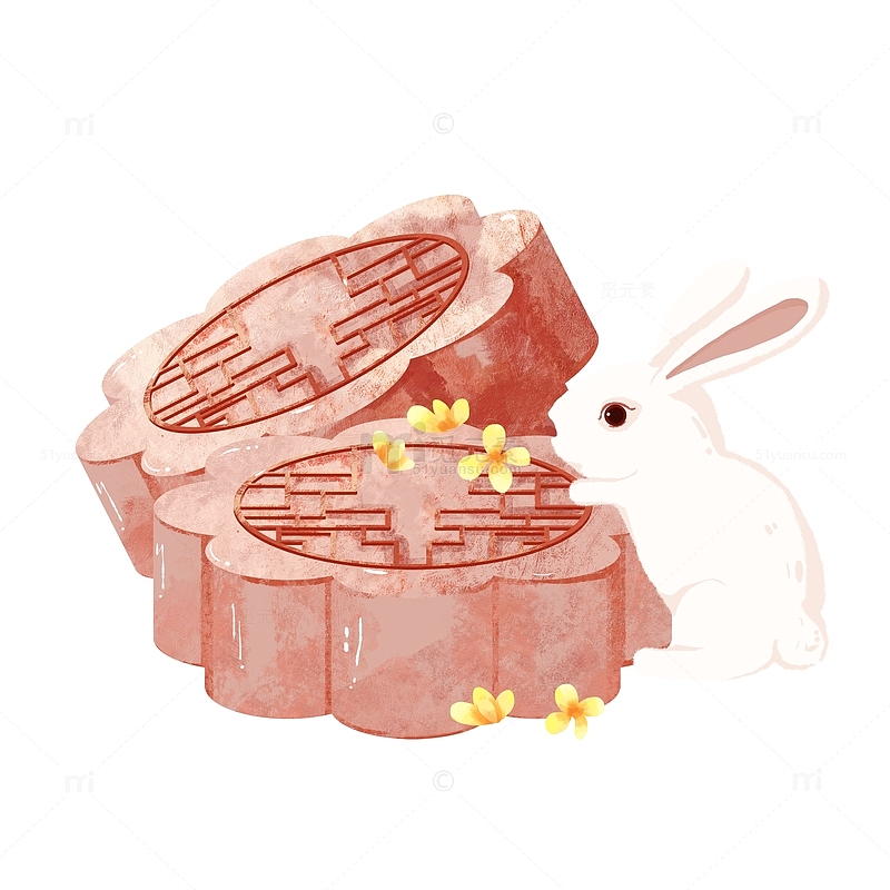 简约中秋节国风月饼玉兔