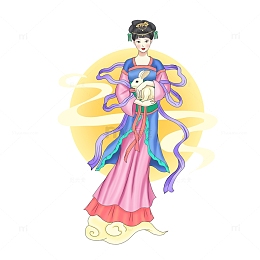 嫦娥抱玉兔奔月