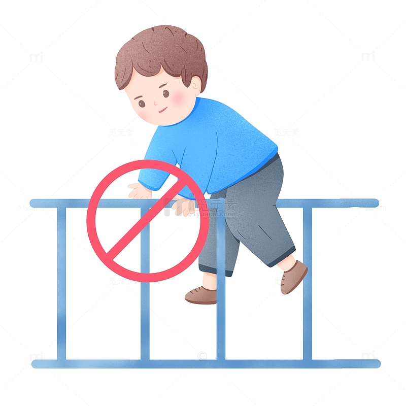 手绘禁止跨越栏杆