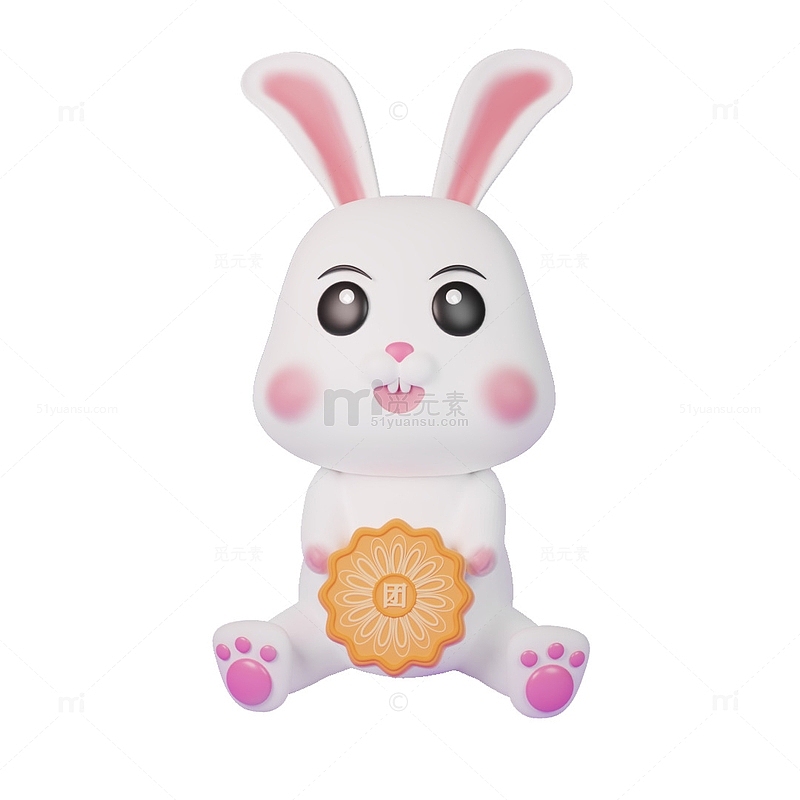中秋节可爱兔子月饼玉兔3D模型素材