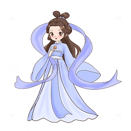 嫦娥手拿花瓣中秋节
