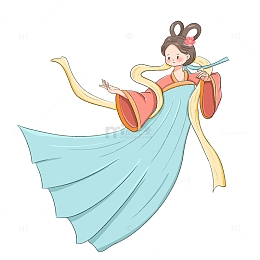 手绘卡通嫦娥奔月中秋元素