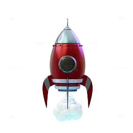 卡通红色小火箭模型3D模型