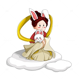 中秋节嫦娥抱兔卡通手绘图