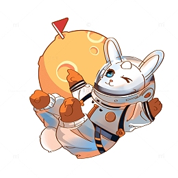 中秋节卡通玉兔宇航员太空星球元素
