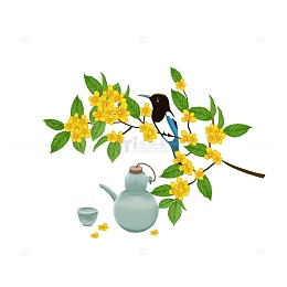 桂花茶酒花鸟