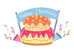 卡通简约双层生日蛋糕