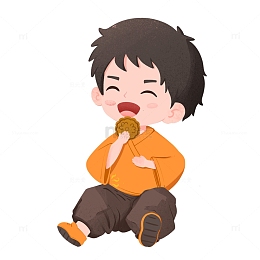 中秋节男孩吃月饼免抠元素
