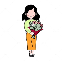 教师节抱着花朵的教师