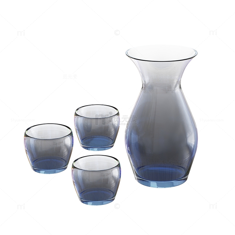 家居淡蓝色透明水瓶水壶水杯玻璃器皿