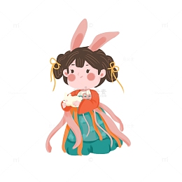 嫦娥玉兔中秋节日手绘插画