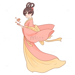 嫦娥仙女飞舞手中桂花瓣中秋节