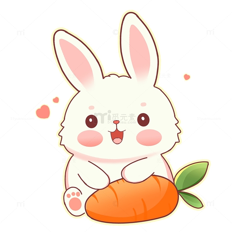中秋节手绘可爱兔子胡萝卜元素