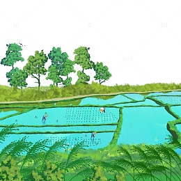 人物田野插画夏季元素