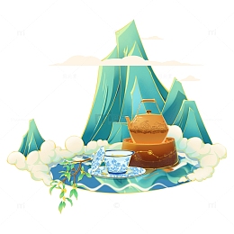中国风中秋桂花茶插画
