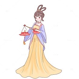 嫦娥手提花灯中秋节古风美女