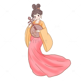 嫦娥仙女中秋节弹奏古风美女